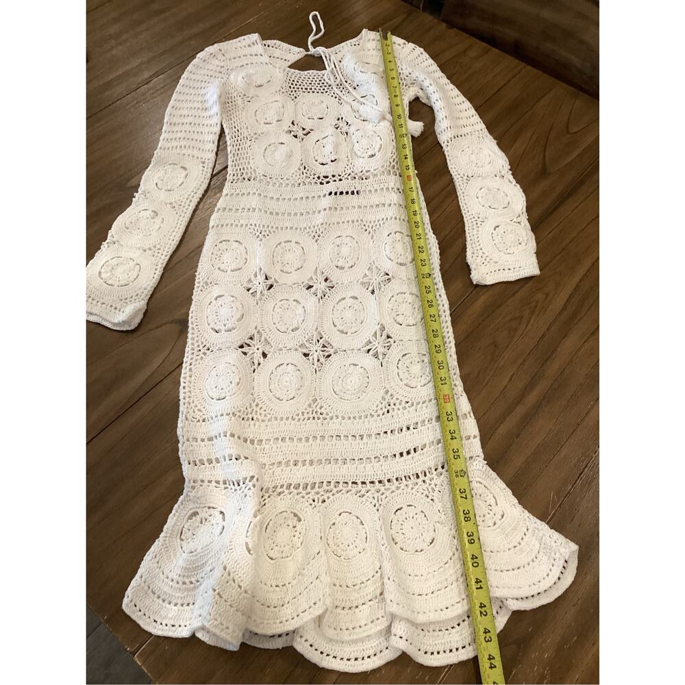 MAJORELLE white crochet boho Lincoln midi Dress size small - Picture 5 of 11